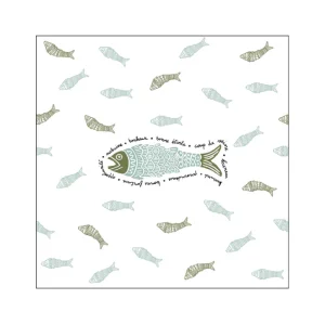 Lot De 20 Serviettes En Papier Poisson Bleu