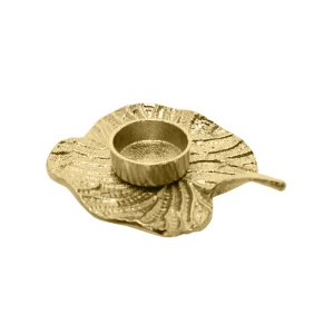 Bougeoir Chauffe Plat Nénuphar Doré