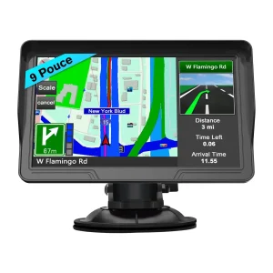 AWESAFE Navigateur GPS 9 Pouces 23 cm Camions Camionnettes Petits Moyens Camping Cars Véhicules Récréatifs Compatible 12 24V Carte 2025 Mise à Jour Gratuite