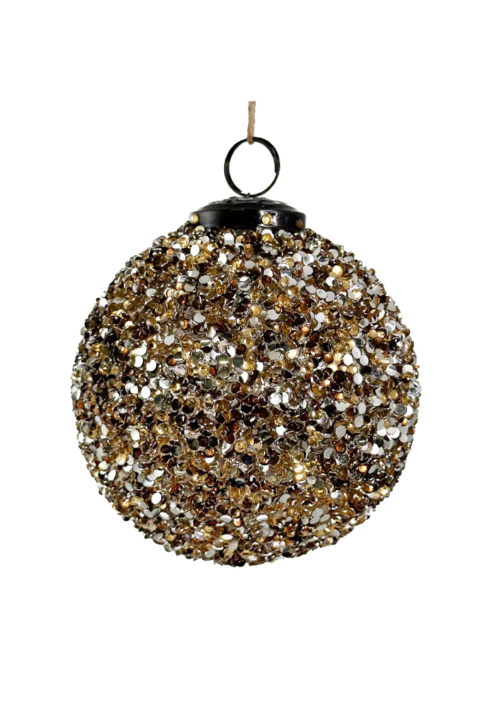 Boule De Noël Paillettes Dorées Et Argentées
