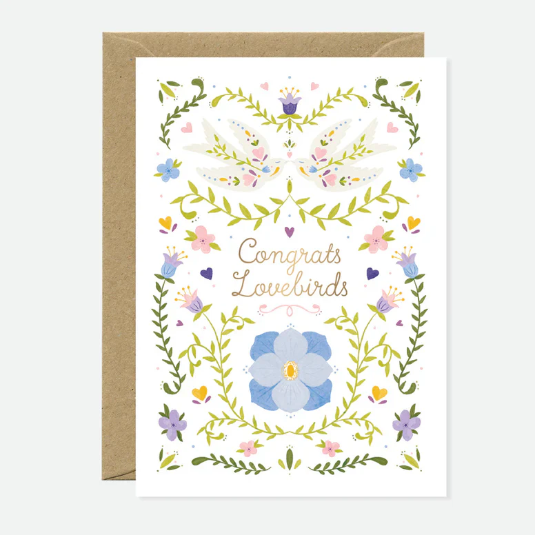 Carte postale Félicitations Lovebirds – Image 2