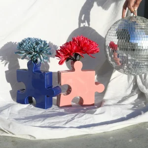 Vase céramique, Puzzle bleu