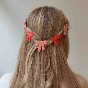 BARRETTE NOEUD ROSE