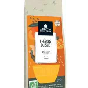 Thé vert TRESORS DU SUD - P'tites douceurs - Romarin, mangue, rhubarbe - Sachet de 100g