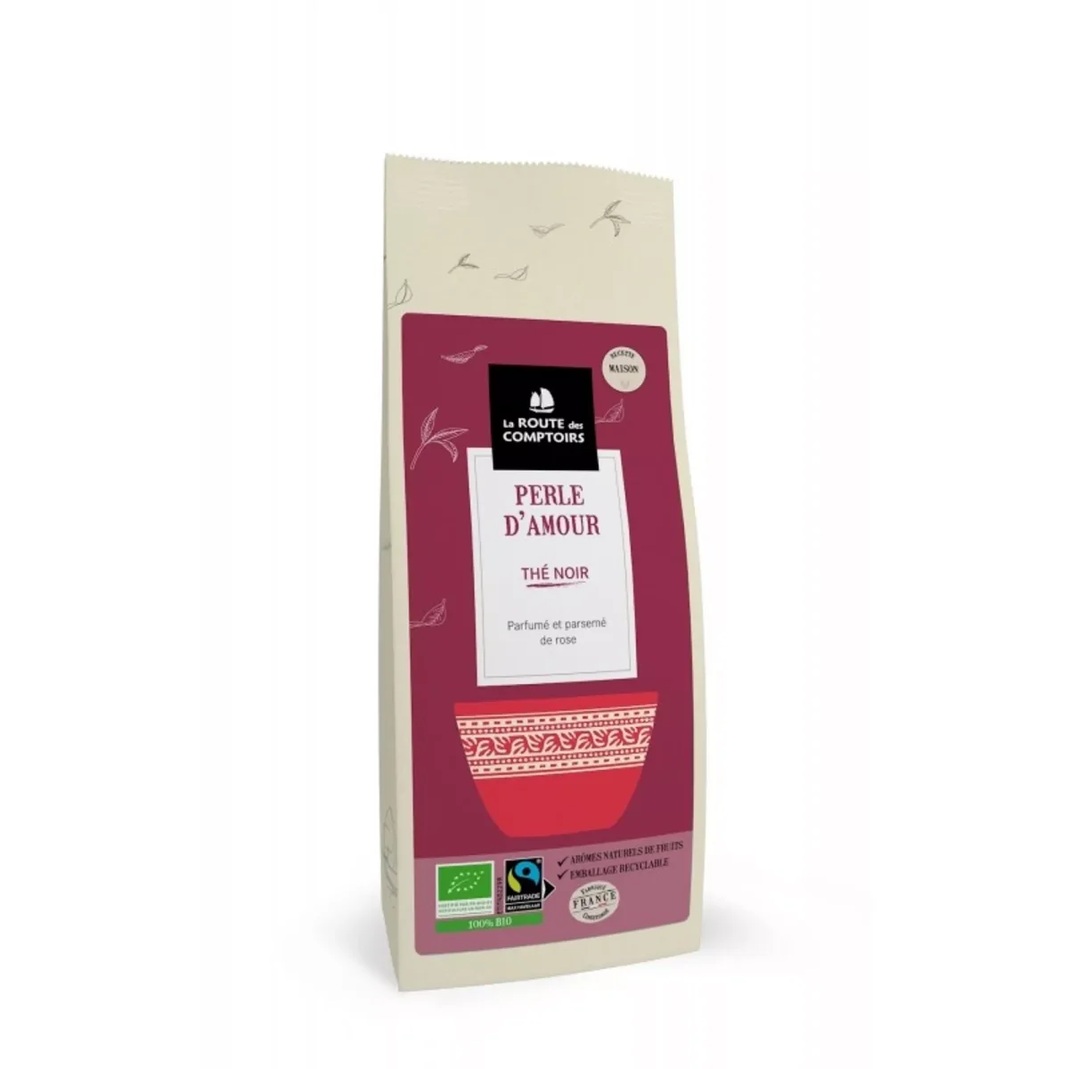 Thé Noir PERLE D'AMOUR - Parfumé et parsemé de rose - Sachet 100g – Image 2