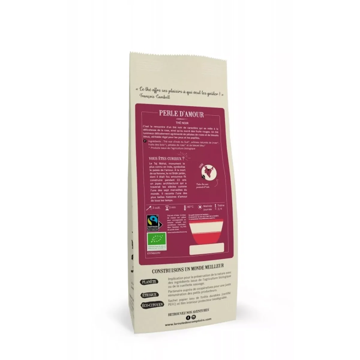 Thé Noir PERLE D'AMOUR - Parfumé et parsemé de rose - Sachet 100g – Image 4