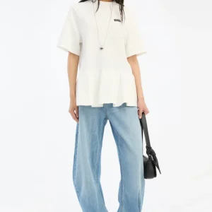 Jean Draped Barrel Leg Light Blue Denim