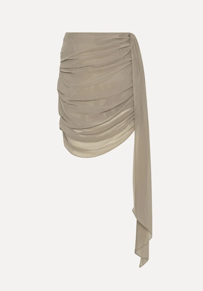 Jupe Chiffon Draped Taupe – Image 6