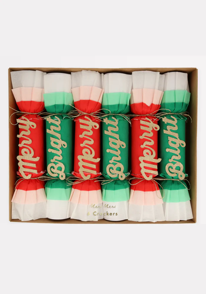 Lot De 6 Crackers Merry Bright Noël