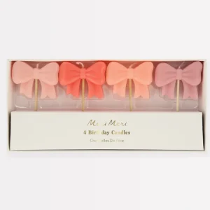 Lot de 4 Bougies En Forme De Noeuds Roses