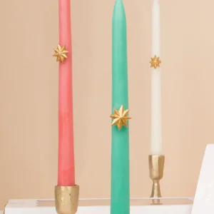 Lot de 6 Bougies Cierges De 3 Couleurs Avec Etoile Dorée