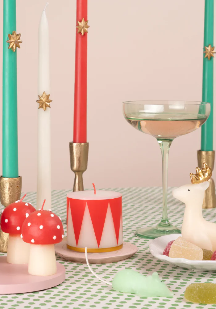 Lot de 6 Bougies Cierges De 3 Couleurs Avec Etoile Dorée – Image 3