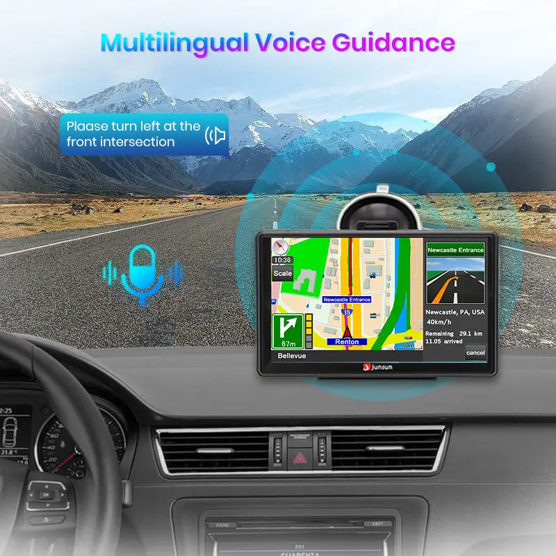 7 Inch GPS Navigation with Bluetooth/ FM/Speed Alerts/ Lifetime North America Maps for DC 12V&24V Car Truck RV – Image 3