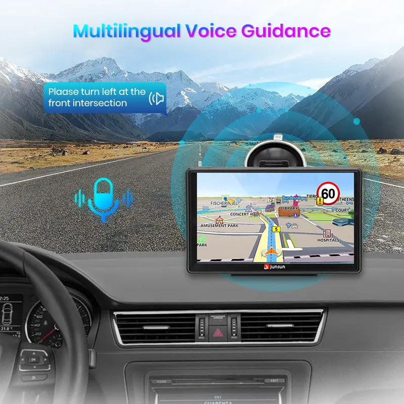 7 Inch GPS Navigation with Bluetooth/ FM/Speed Alerts/ Lifetime North America Maps for DC 12V&24V Car Truck RV – Image 4