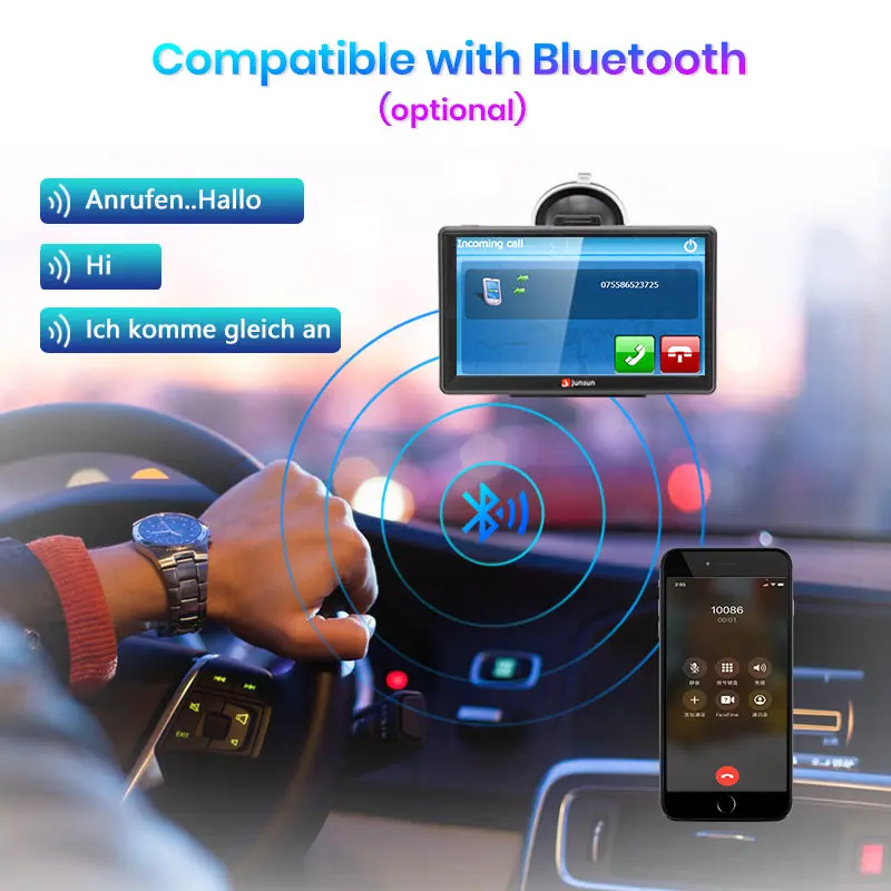 7 Inch GPS Navigation with Bluetooth/ FM/Speed Alerts/ Lifetime North America Maps for DC 12V&24V Car Truck RV – Image 5