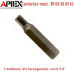 3 embouts Vis hexagonale carré 1/4''