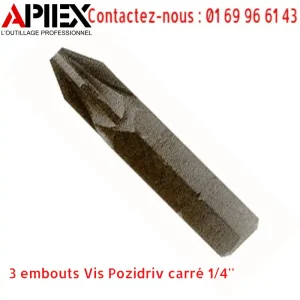 3 embouts Vis Pozidriv carré 1/4''