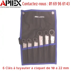 6 Clés à tuyauter à cliquet de 10 à 22 mm