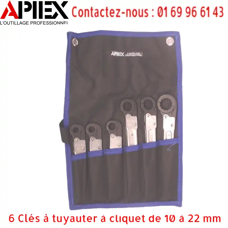 6 Clés à tuyauter à cliquet de 10 à 22 mm