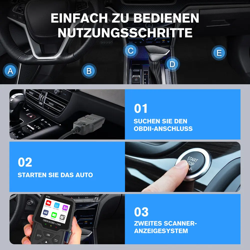 OBD II Diagnosegerät Auto Adapter Motor Fehlerauslesegerät Lesegerät ür Alle Fahrzeuge seit 1996 & Newer – Image 6