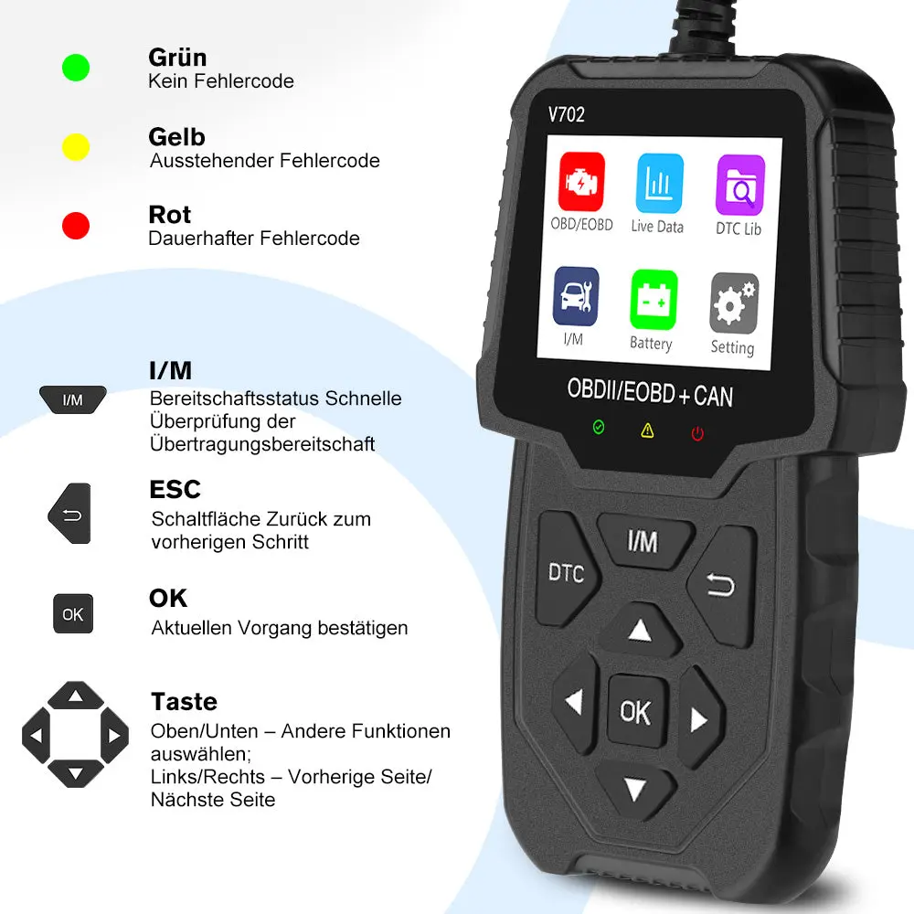 OBD II Diagnosegerät Auto Adapter Motor Fehlerauslesegerät Lesegerät ür Alle Fahrzeuge seit 1996 & Newer – Image 7