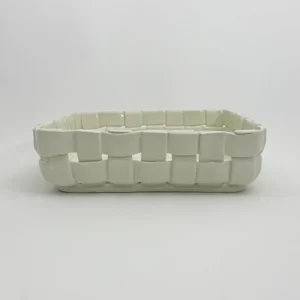 Grand Plat Carré Tressé Blanc