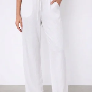 Pantalon En Lin Satine Blanc