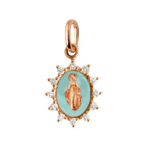 Pendentif Madone Suprême Diamants Or Rose Et Résines Glacier