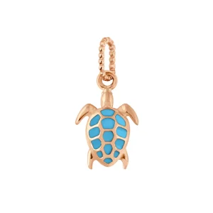 Pendentif Tortue Or Rose Et Résine Turquoise