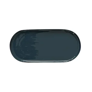 Plateau Ovale Bleu Paon