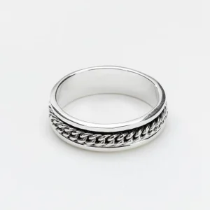 Bague Avec Chaine Au Centre Argent