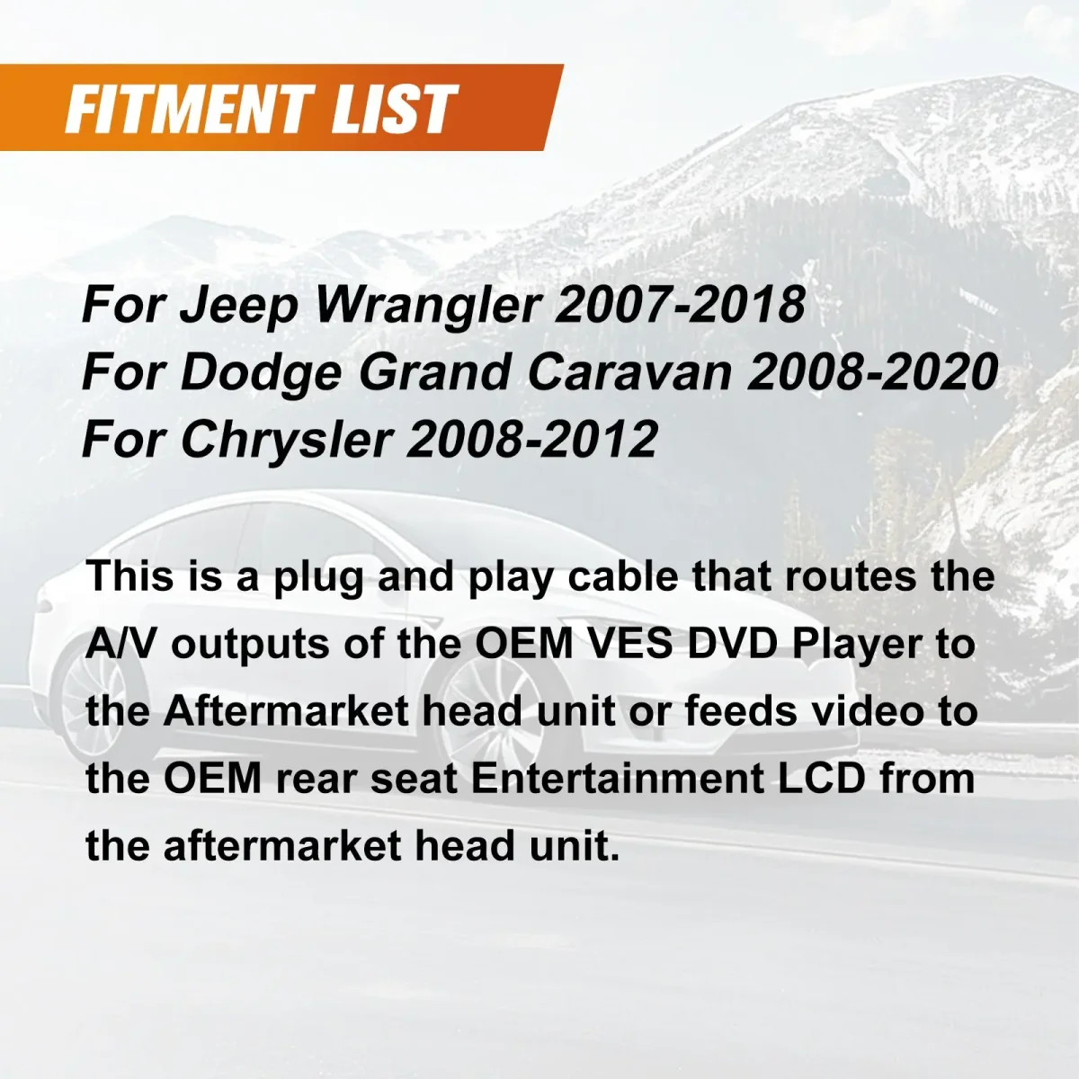 RAM Backup Camera Cable for Dodge RAM 2009-2012 & Grand Caravan 2008-2020, Connects to OEM Camera/Headrest (Grand Caravan Only) – Image 3