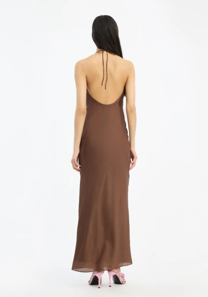 Robe Chiffon Halter Dark Brown – Image 4