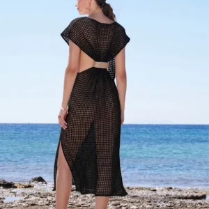 Robe Longue En Crochet Noir