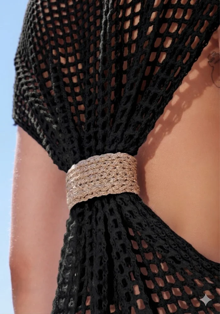 Robe Longue En Crochet Noir – Image 4