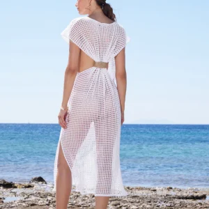 Robe Longue En Crochet Blanc