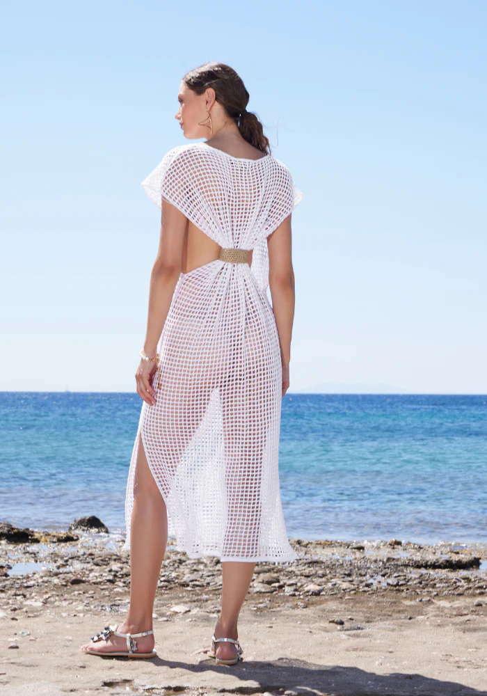 Robe Longue En Crochet Blanc – Image 2