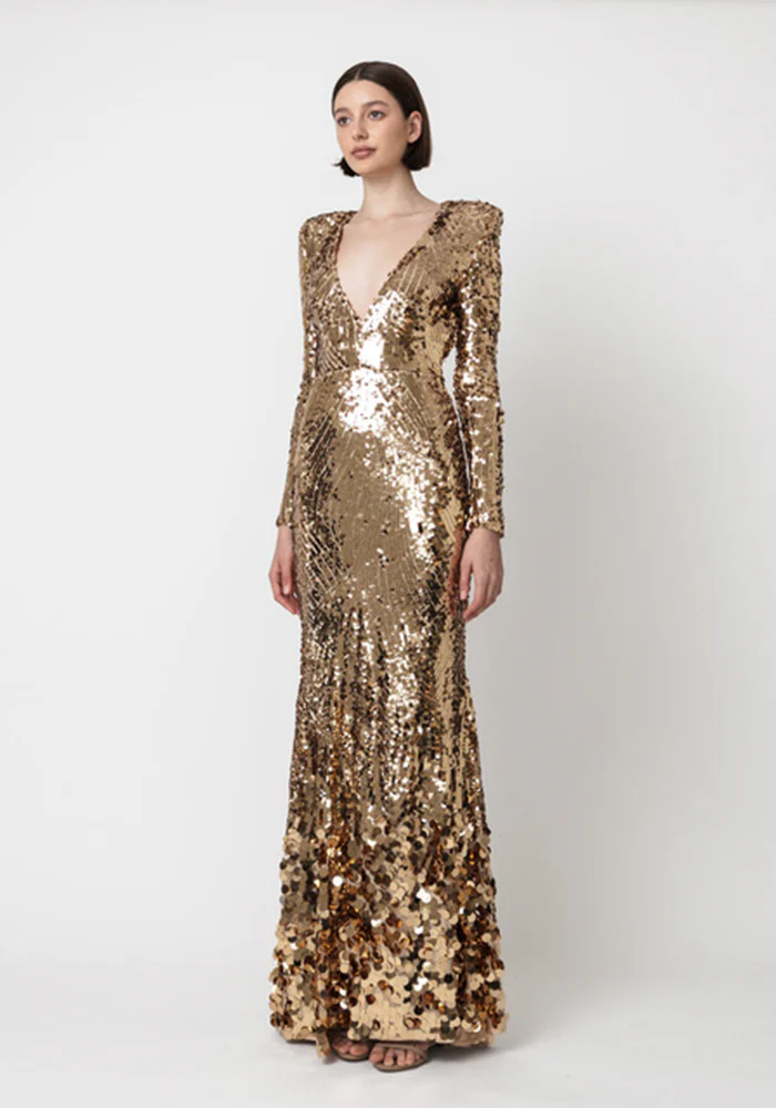 Robe Longue Sequins Dores – Image 2