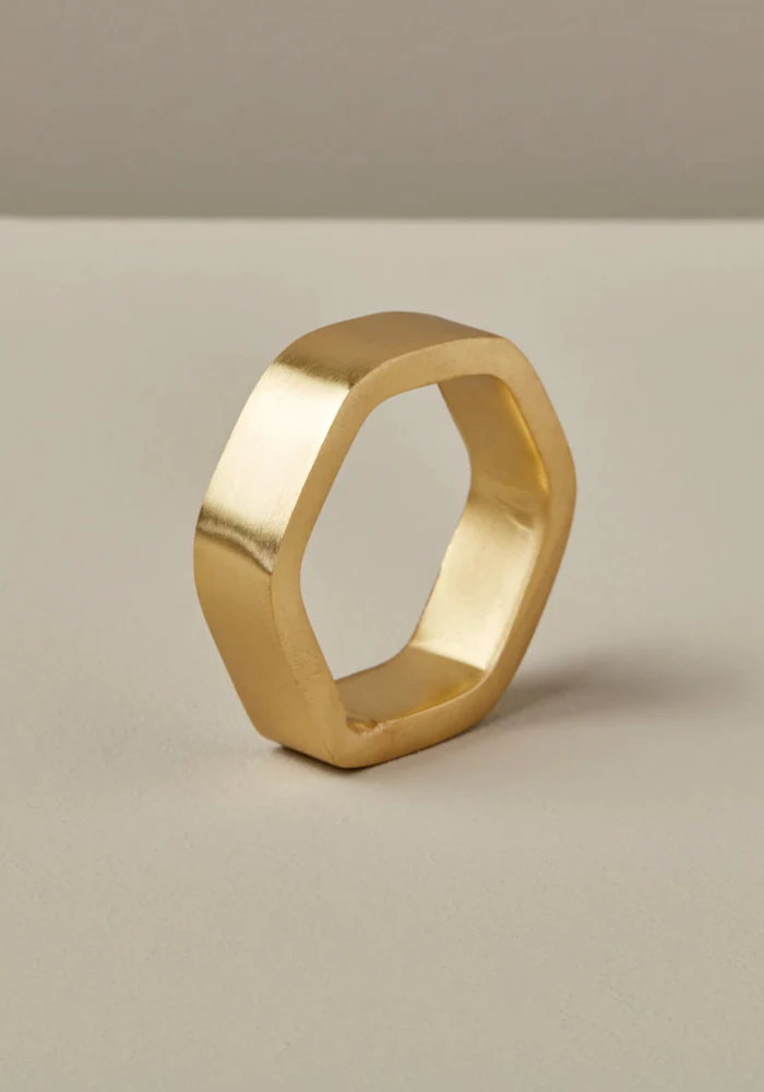 Rond De Serviette Hexagonal Doré