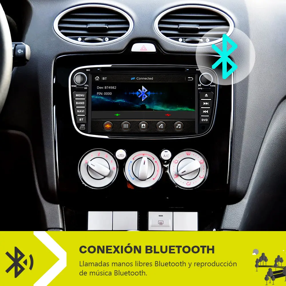 AWESAFE Radio de Coche 7 Pulgadas para Ford Mondeo &Focus &S-Max & C-Max 2008-2011/ Galaxy 2010-2012, 2 DIN Autoradio con Bluetooth/GPS/FM/RDS/CD DVD/USB/SD/Mirrorlink – Image 4