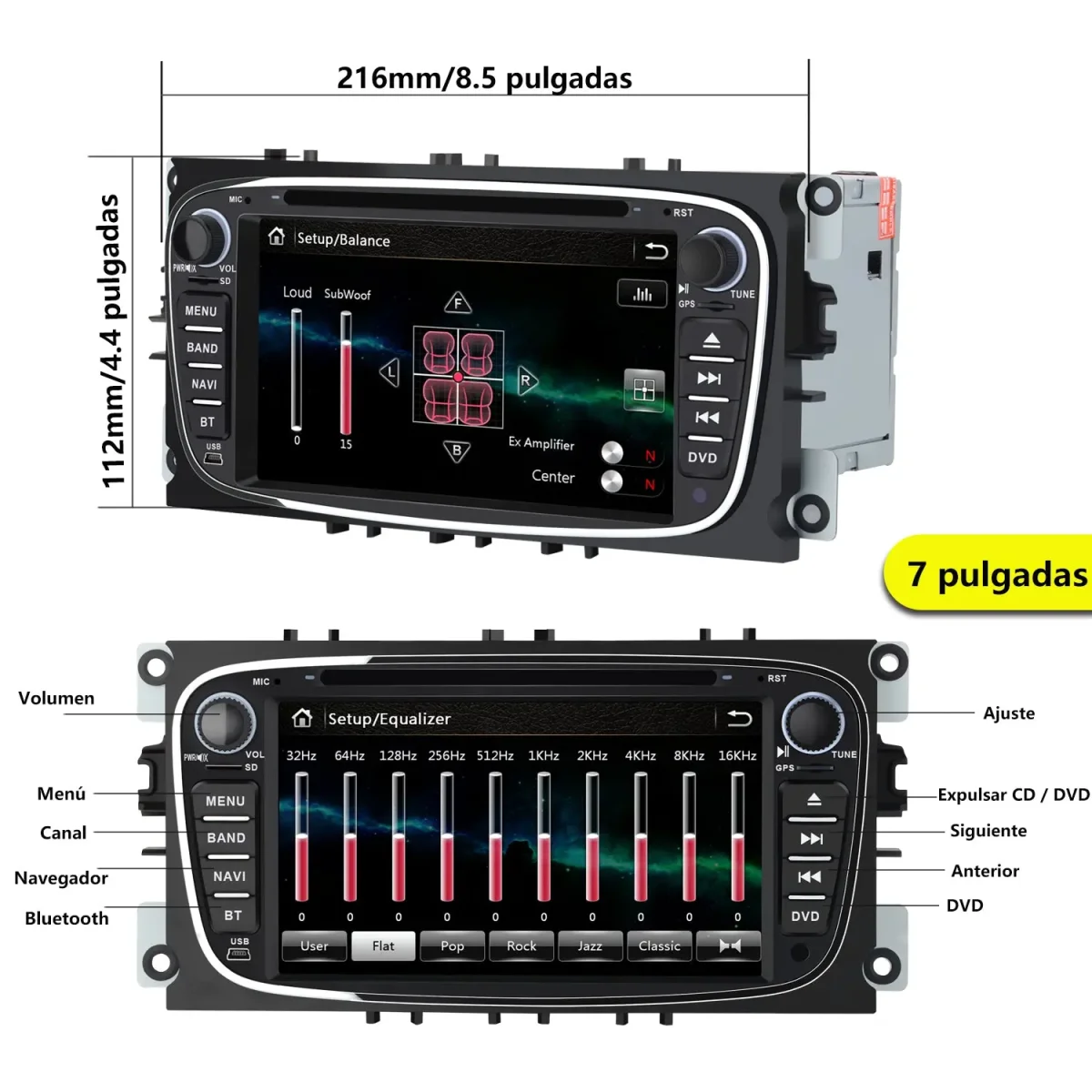 AWESAFE Radio de Coche 7 Pulgadas para Ford Mondeo &Focus &S-Max & C-Max 2008-2011/ Galaxy 2010-2012, 2 DIN Autoradio con Bluetooth/GPS/FM/RDS/CD DVD/USB/SD/Mirrorlink – Image 3