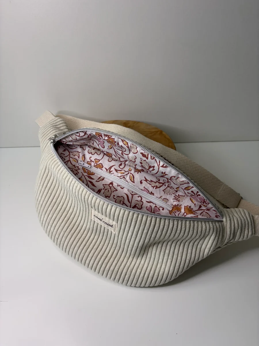 Sac banane velours côtelé fait main – Image 5