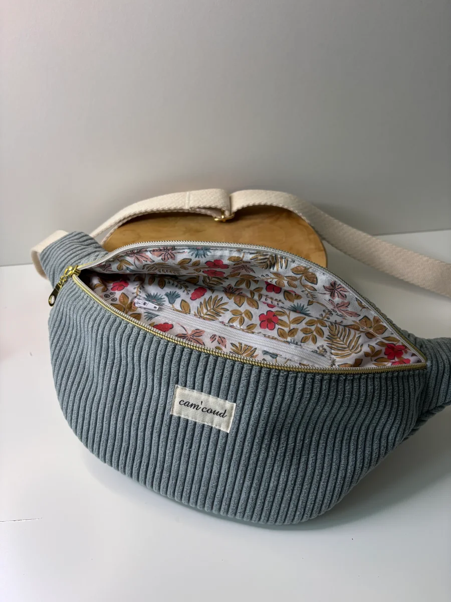 Sac banane velours côtelé fait main – Image 4