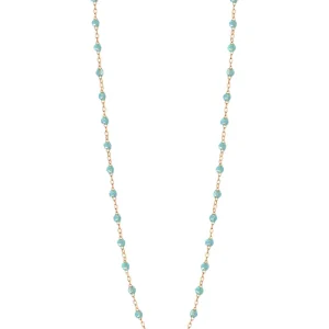 Sautoir Classique Gigi Or Rose Et Résines Aqua 60cm