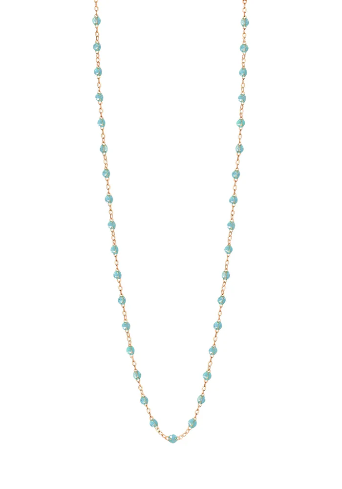 Sautoir Classique Gigi Or Rose Et Résines Aqua 60cm – Image 2
