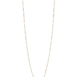 Sautoir Classique Gigi Or Rose Et Résines Blanc 60cm