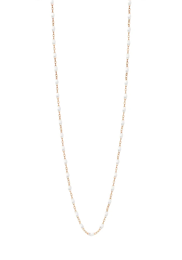 Sautoir Classique Gigi Or Rose Et Résines Blanc 60cm