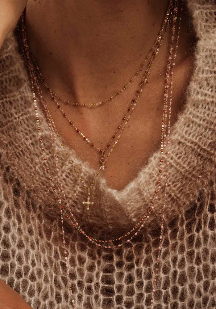 Sautoir Classique Gigi Or Rose Et Résines Blush 60cm – Image 3