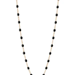 Sautoir Classique Gigi Or Rose Et Résines Noire 60cm