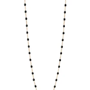 Sautoir Classique Gigi Or Rose Et Résines Noire 86cm